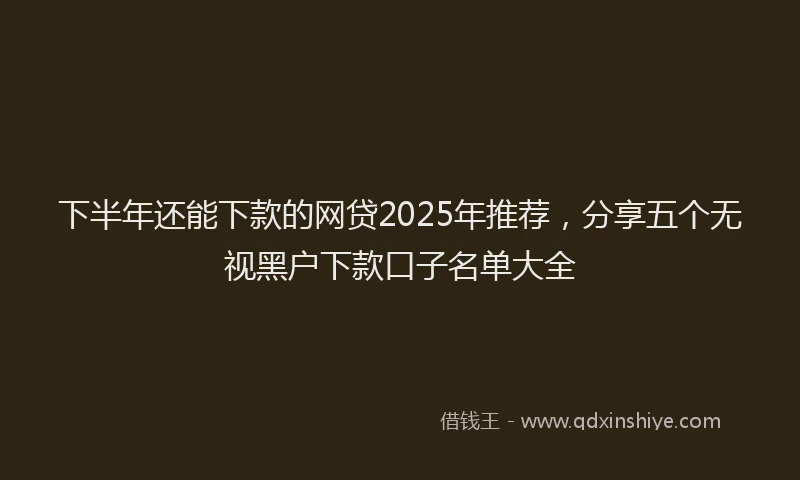 下半年还能下款的网贷2025年推荐，分享五个无视黑户下款口子名单大全