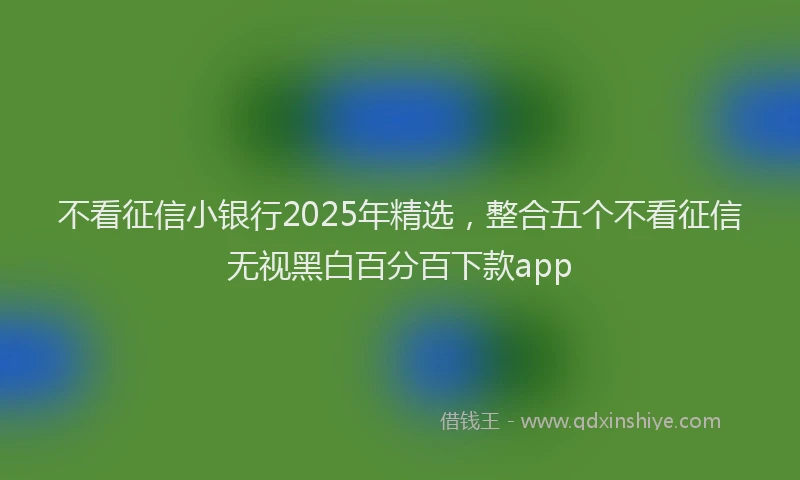 不看征信小银行2025年精选，整合五个不看征信无视黑白百分百下款app