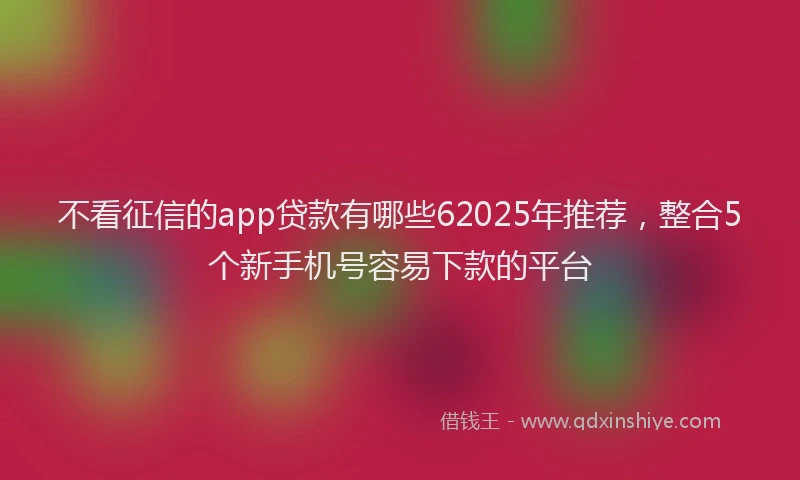 不看征信的app贷款有哪些62025年推荐，整合5个新手机号容易下款的平台