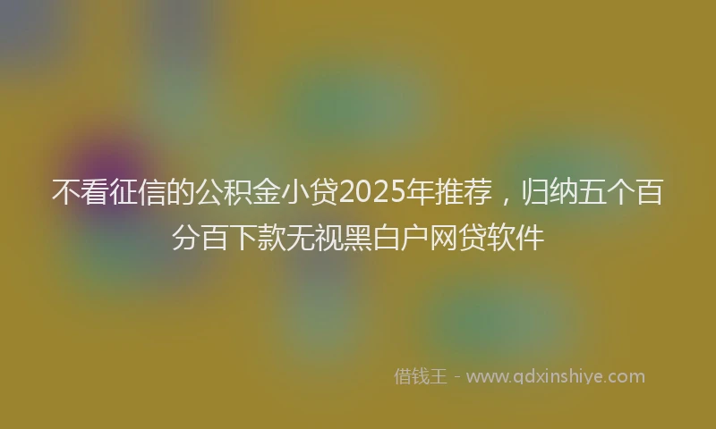 不看征信的公积金小贷2025年推荐，归纳五个百分百下款无视黑白户网贷软件