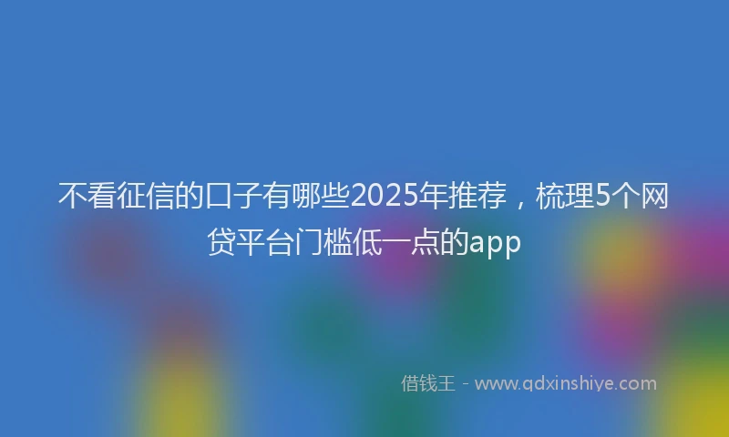 不看征信的口子有哪些2025年推荐，梳理5个网贷平台门槛低一点的app