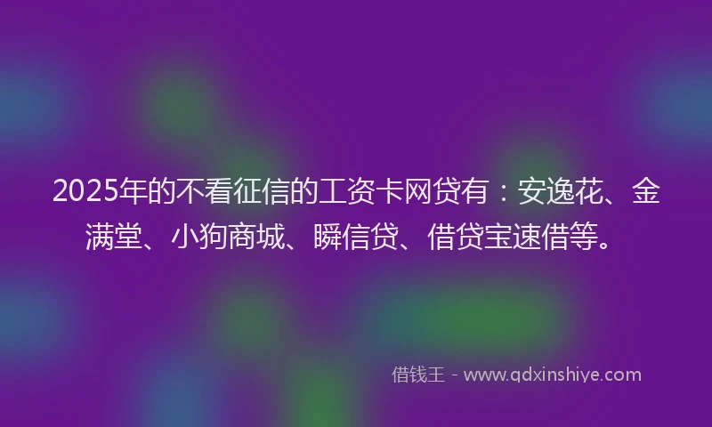 2025年的不看征信的工资卡网贷有：安逸花、金满堂、小狗商城、瞬信贷、借贷宝速借等。