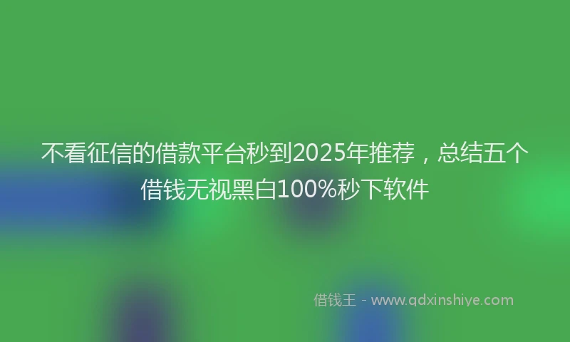 不看征信的借款平台秒到2025年推荐，总结五个借钱无视黑白100%秒下软件
