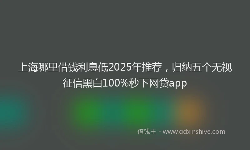 上海哪里借钱利息低2025年推荐，归纳五个无视征信黑白100%秒下网贷app