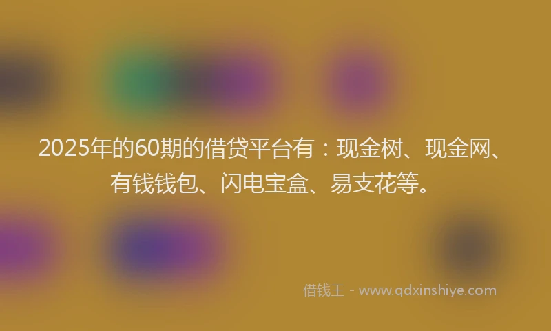 2025年的60期的借贷平台有：现金树、现金网、有钱钱包、闪电宝盒、易支花等。