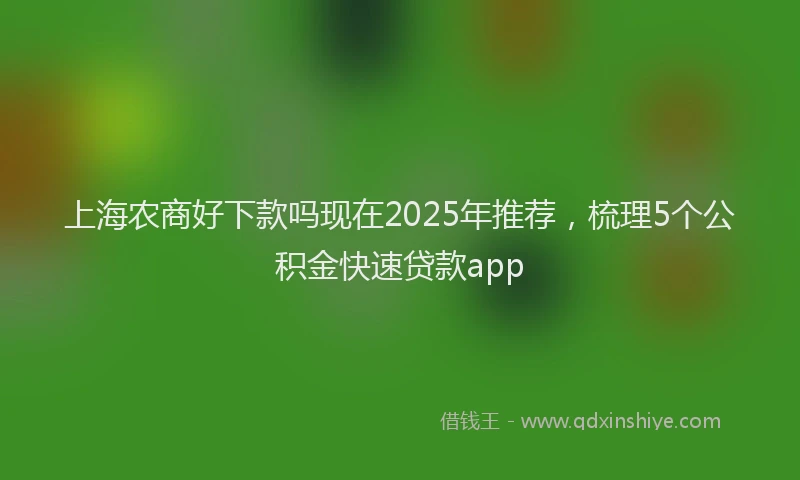 上海农商好下款吗现在2025年推荐，梳理5个公积金快速贷款app