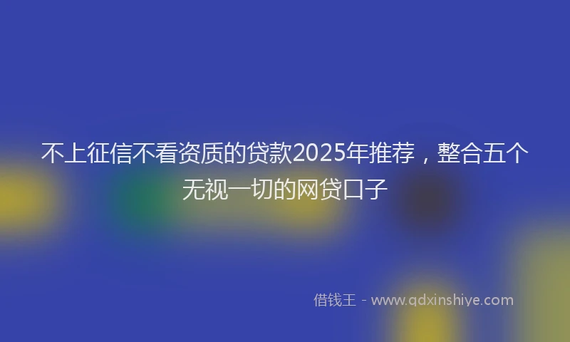 不上征信不看资质的贷款2025年推荐，整合五个无视一切的网贷口子