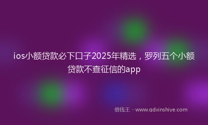 ios小额贷款必下口子2025年精选，罗列五个小额贷款不查征信的app