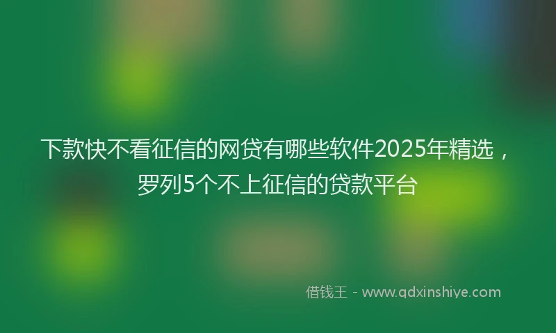 下款快不看征信的网贷有哪些软件2025年精选，罗列5个不上征信的贷款平台