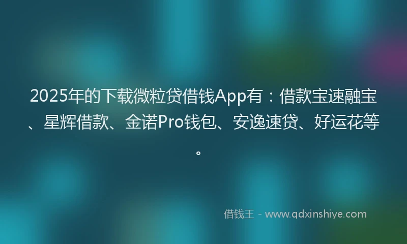 2025年的下载微粒贷借钱App有：借款宝速融宝、星辉借款、金诺Pro钱包、安逸速贷、好运花等。
