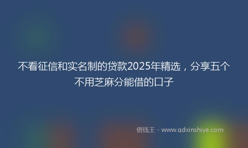 不看征信和实名制的贷款2025年精选，分享五个不用芝麻分能借的口子