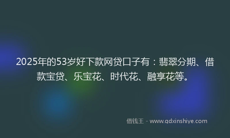 2025年的53岁好下款网贷口子有：翡翠分期、借款宝贷、乐宝花、时代花、融享花等。