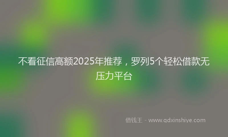 不看征信高额2025年推荐，罗列5个轻松借款无压力平台