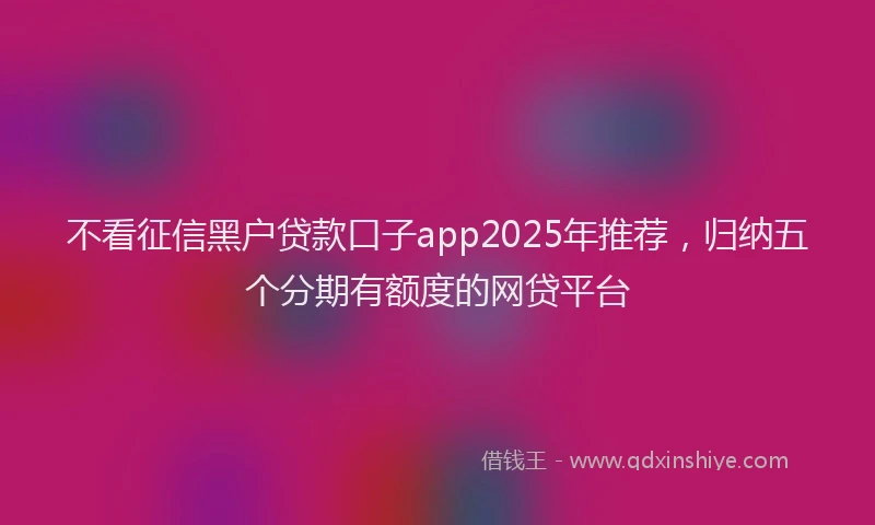 不看征信黑户贷款口子app2025年推荐，归纳五个分期有额度的网贷平台