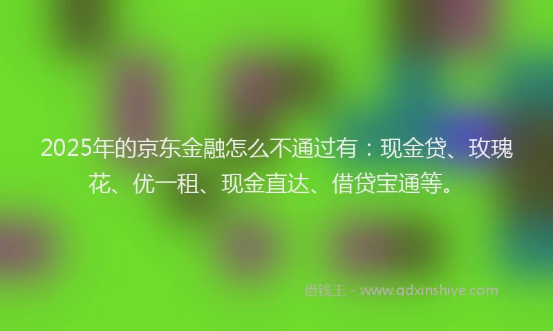 2025年的京东金融怎么不通过有：现金贷、玫瑰花、优一租、现金直达、借贷宝通等。