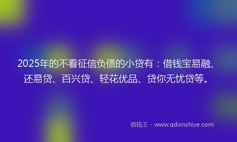 2025年的不看征信负债的小贷有：借钱宝易融、还易贷、百兴贷、轻花优品、贷你无忧贷等。