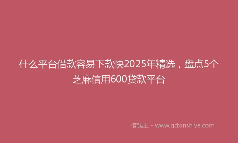 什么平台借款容易下款快2025年精选，盘点5个芝麻信用600贷款平台