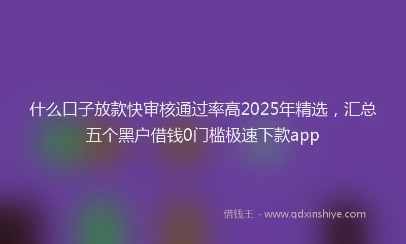 什么口子放款快审核通过率高2025年精选，汇总五个黑户借钱0门槛极速下款app