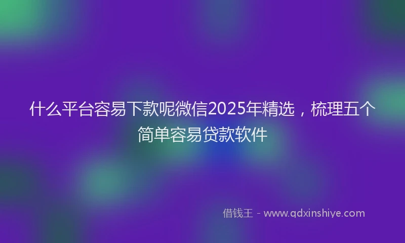 什么平台容易下款呢微信2025年精选，梳理五个简单容易贷款软件