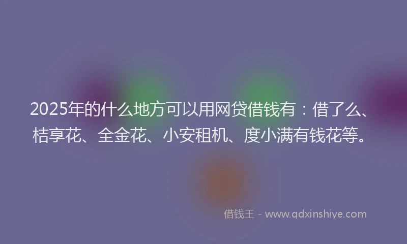 2025年的什么地方可以用网贷借钱有：借了么、桔享花、全金花、小安租机、度小满有钱花等。