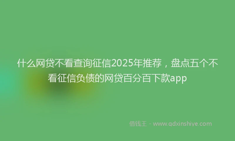 什么网贷不看查询征信2025年推荐，盘点五个不看征信负债的网贷百分百下款app