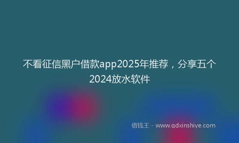 不看征信黑户借款app2025年推荐，分享五个2024放水软件