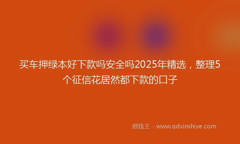 买车押绿本好下款吗安全吗2025年精选，整理5个征信花居然都下款的口子