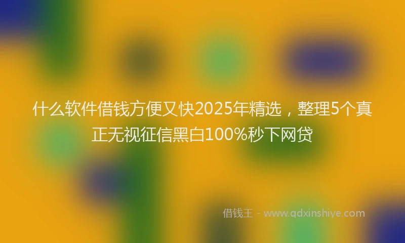 什么软件借钱方便又快2025年精选，整理5个真正无视征信黑白100%秒下网贷