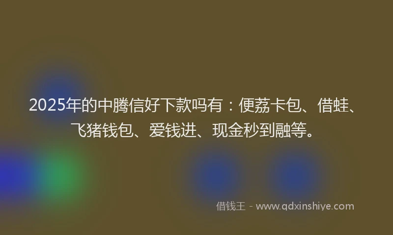 2025年的中腾信好下款吗有：便荔卡包、借蛙、飞猪钱包、爱钱进、现金秒到融等。