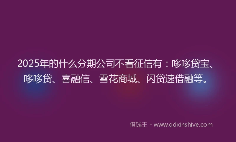2025年的什么分期公司不看征信有：哆哆贷宝、哆哆贷、喜融信、雪花商城、闪贷速借融等。