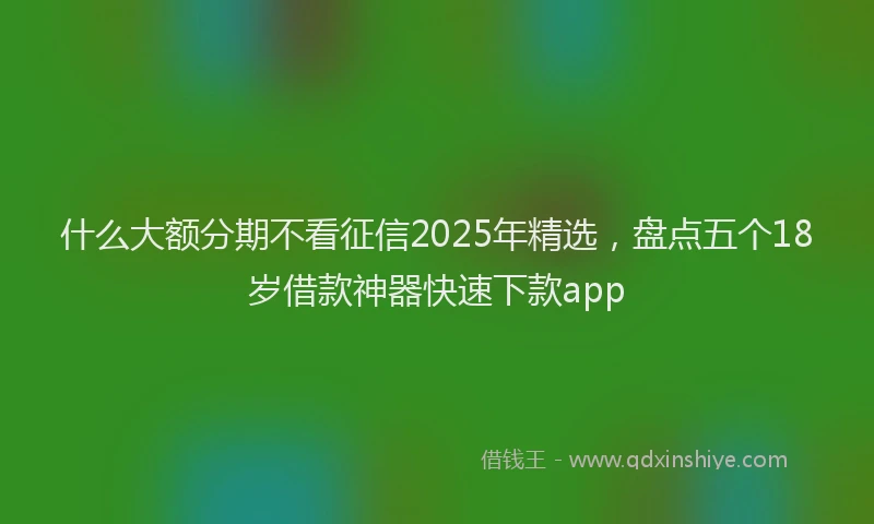 什么大额分期不看征信2025年精选，盘点五个18岁借款神器快速下款app