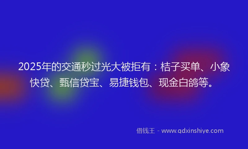 2025年的交通秒过光大被拒有：桔子买单、小象快贷、甄信贷宝、易捷钱包、现金白鸽等。