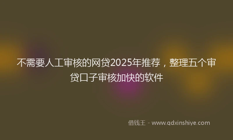 不需要人工审核的网贷2025年推荐，整理五个审贷口子审核加快的软件