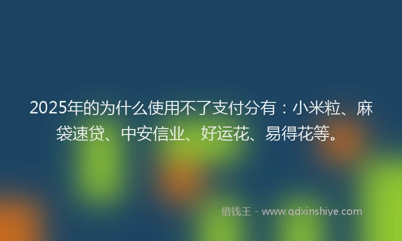 2025年的为什么使用不了支付分有：小米粒、麻袋速贷、中安信业、好运花、易得花等。