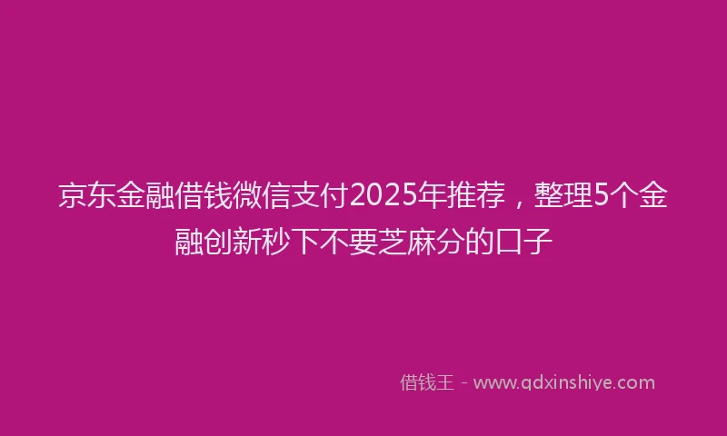 京东金融借钱微信支付2025年推荐，整理5个金融创新秒下不要芝麻分的口子