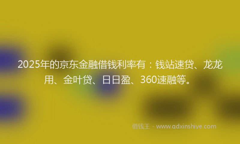 2025年的京东金融借钱利率有：钱站速贷、龙龙用、金叶贷、日日盈、360速融等。