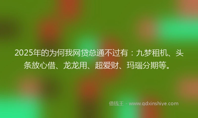 2025年的为何我网贷总通不过有：九梦租机、头条放心借、龙龙用、超爱财、玛瑙分期等。
