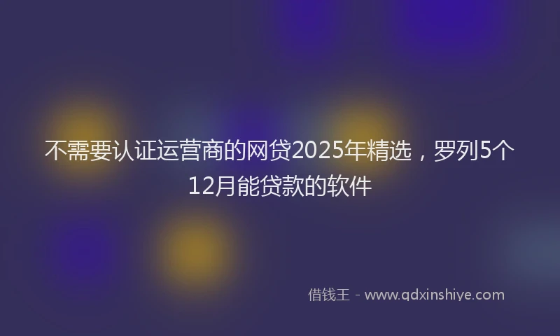 不需要认证运营商的网贷2025年精选，罗列5个12月能贷款的软件