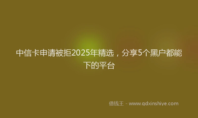 中信卡申请被拒2025年精选，分享5个黑户都能下的平台