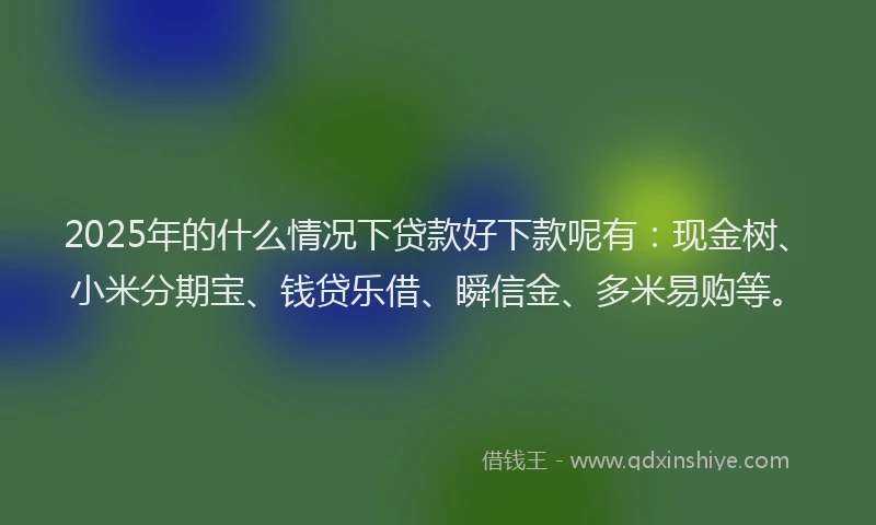 2025年的什么情况下贷款好下款呢有：现金树、小米分期宝、钱贷乐借、瞬信金、多米易购等。