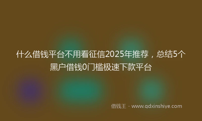 什么借钱平台不用看征信2025年推荐，总结5个黑户借钱0门槛极速下款平台