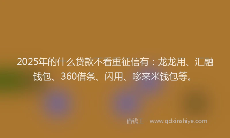 2025年的什么贷款不看重征信有：龙龙用、汇融钱包、360借条、闪用、哆来米钱包等。