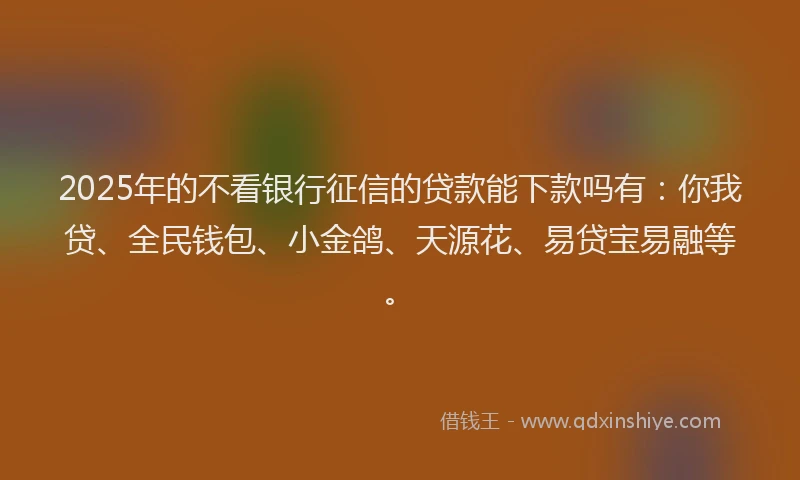 2025年的不看银行征信的贷款能下款吗有：你我贷、全民钱包、小金鸽、天源花、易贷宝易融等。