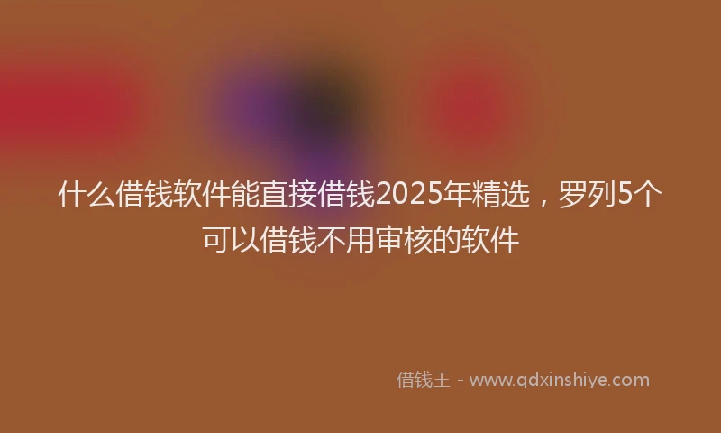 什么借钱软件能直接借钱2025年精选，罗列5个可以借钱不用审核的软件