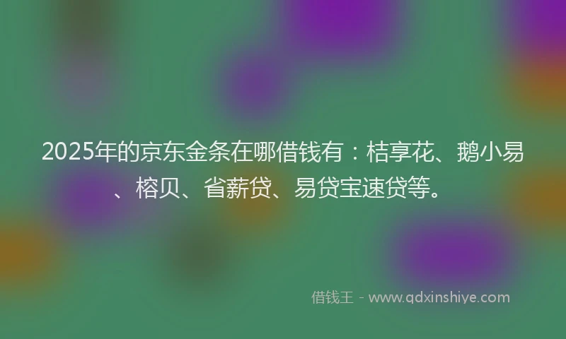 2025年的京东金条在哪借钱有：桔享花、鹅小易、榕贝、省薪贷、易贷宝速贷等。