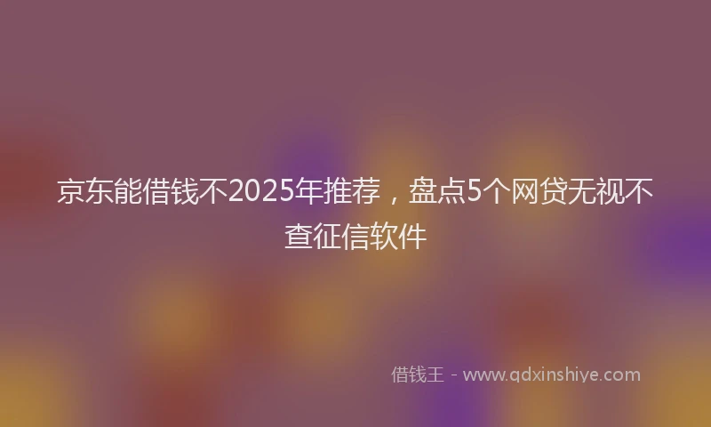 京东能借钱不2025年推荐，盘点5个网贷无视不查征信软件