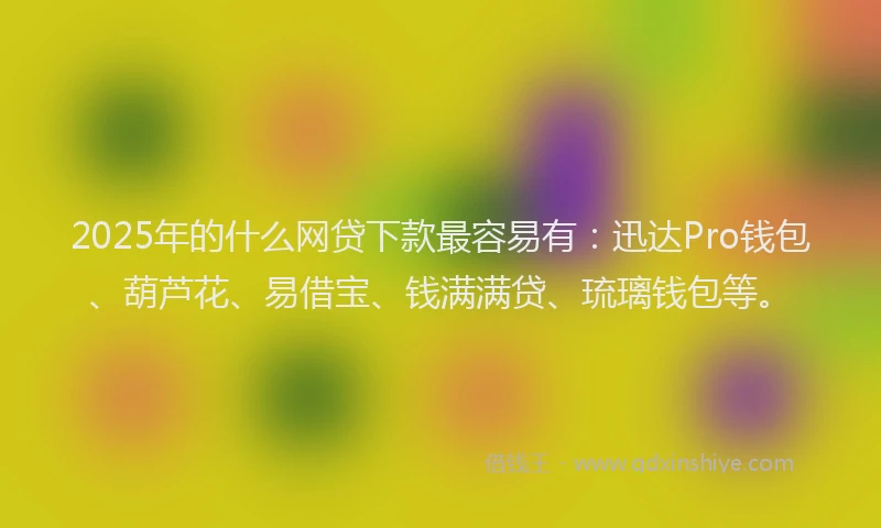 2025年的什么网贷下款最容易有：迅达Pro钱包、葫芦花、易借宝、钱满满贷、琉璃钱包等。