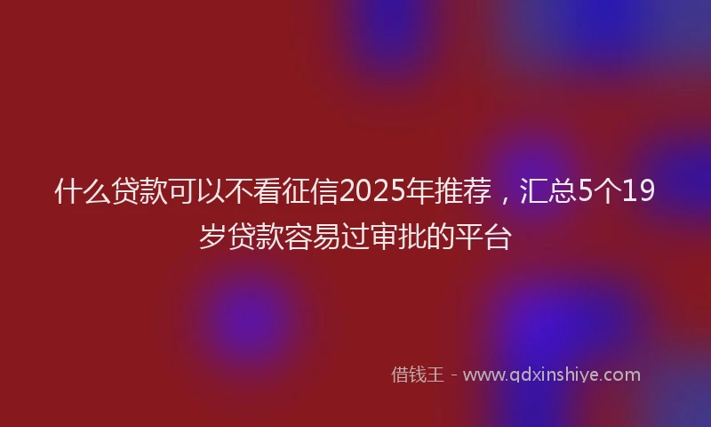 什么贷款可以不看征信2025年推荐，汇总5个19岁贷款容易过审批的平台