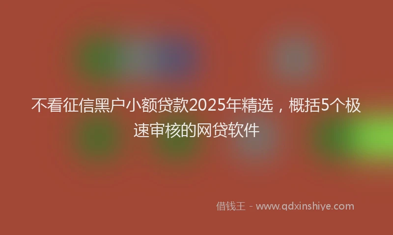不看征信黑户小额贷款2025年精选，概括5个极速审核的网贷软件