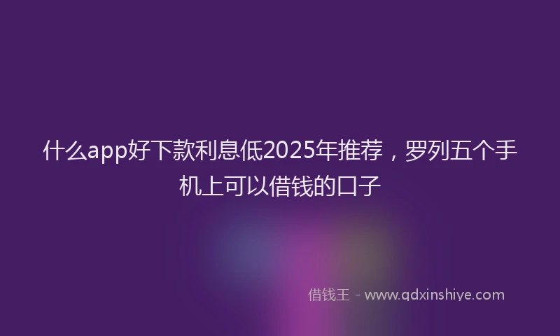 什么app好下款利息低2025年推荐，罗列五个手机上可以借钱的口子